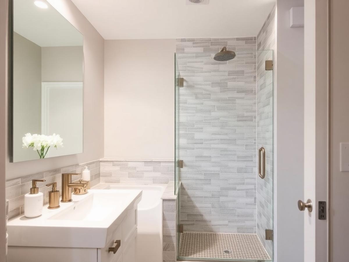 Salle de bain résidentielle rénovée avec douche en céramique