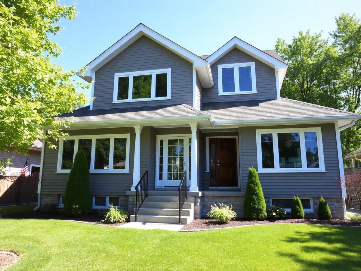 Extérieur d’une maison résidentielle rénovée